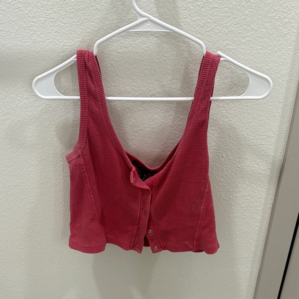 Women's Pink Button-Up Tank Top